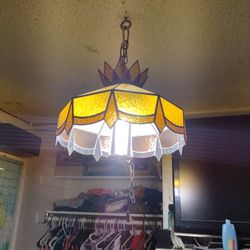 Tiffany Vintage Style Stained Glass Hanging Lamp With Chain 
