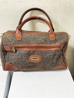 JAGUAR BROWN TWEED LUGGAGE TOP & SIDE ZIP BAG