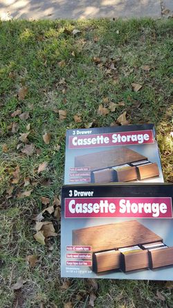 2 three drawer cassette storage boxes