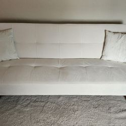 Cream White Velvet Couch Convertible Futon