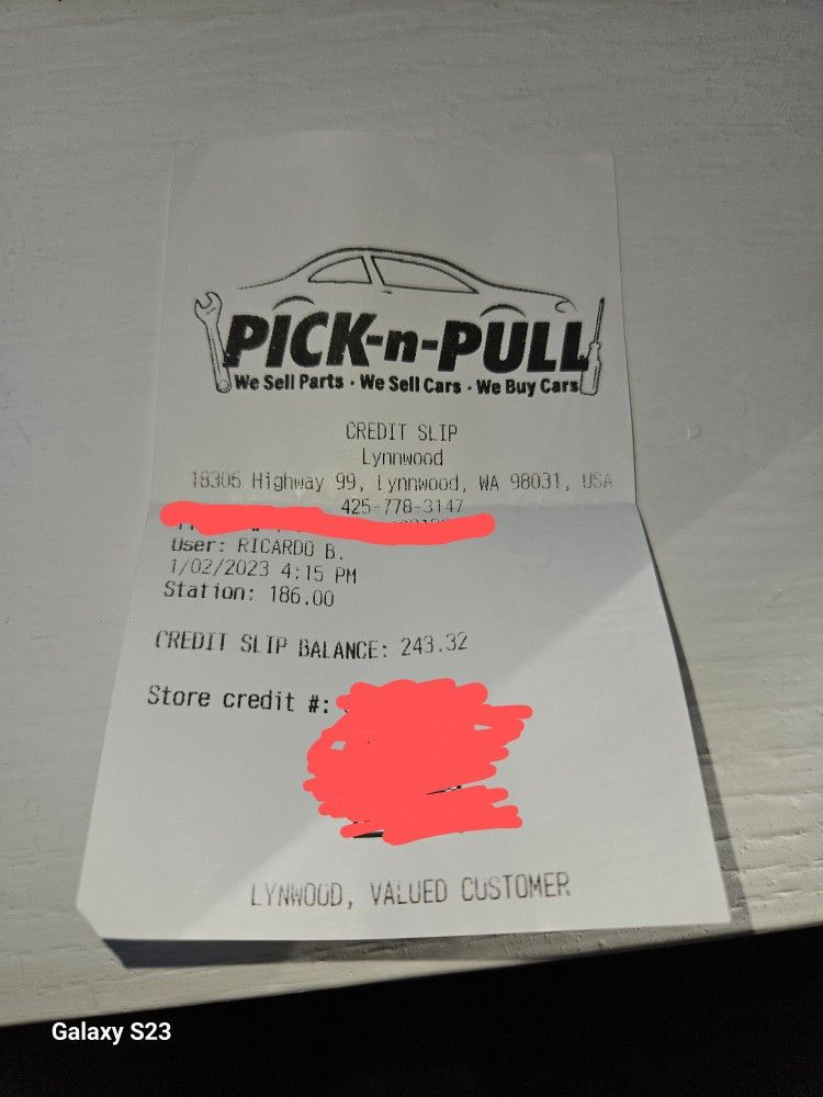 Credit Slip Pick-n-pull