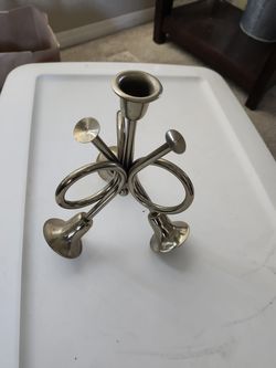 Vintage Brass French Horn  Candle Holder