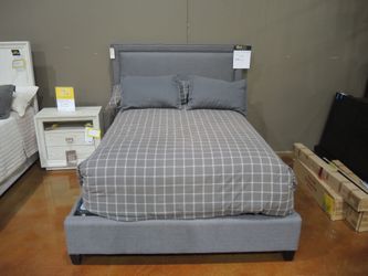 Queen Upholster Bedframe - Medium Gray | Headboard