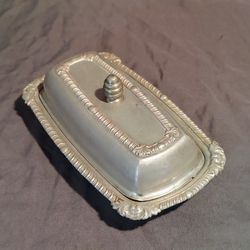 Vintage Hand Wrought Aluminum Butter Dish with Lid