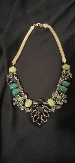 Statement Bib Necklace with Gemstones Used