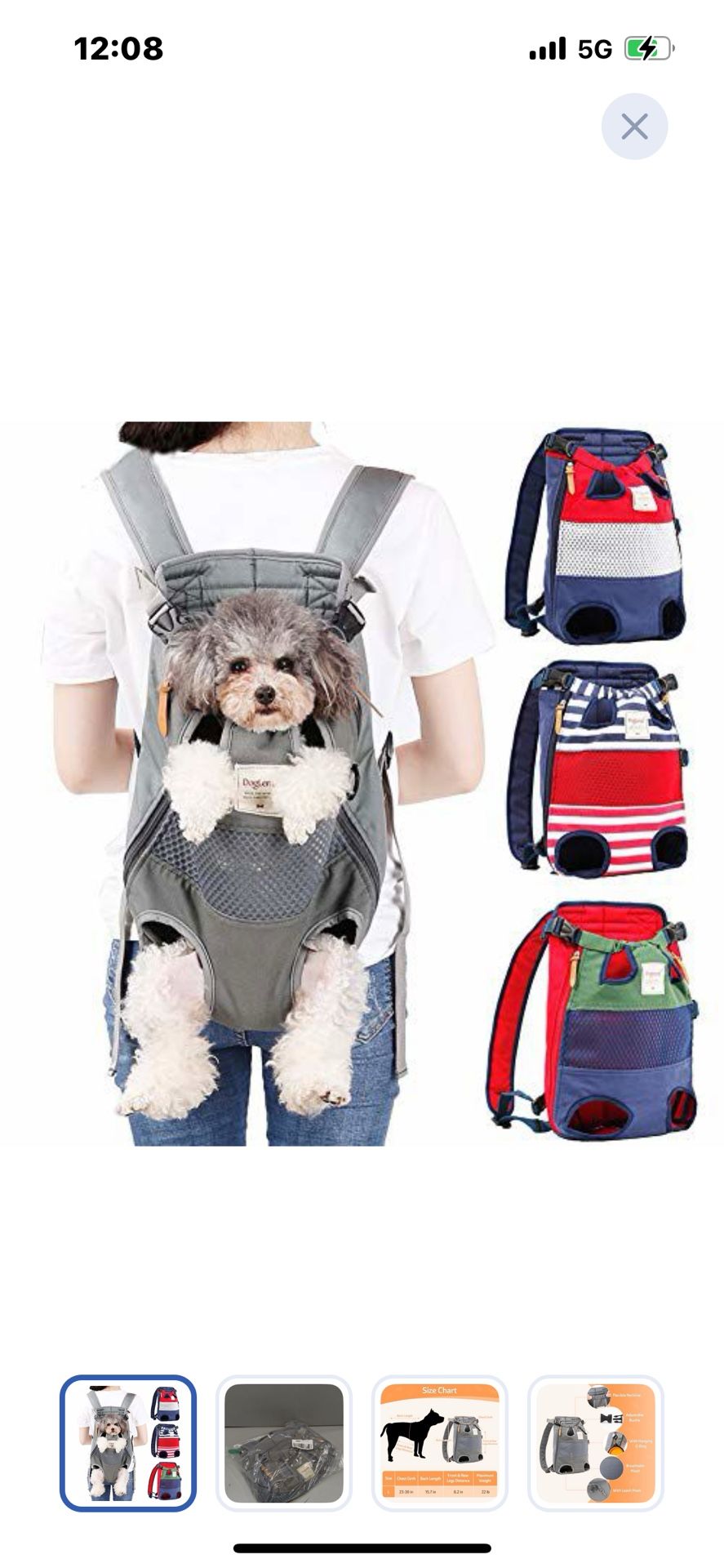“New”Dog/cat Backpack/chest Carrier (legs Out)sm/med Sz Pet(airline Approved,bike ,home,motorcycle