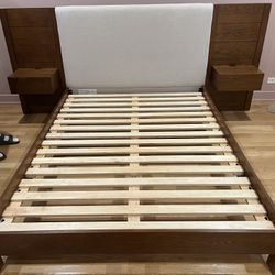 Article Cassie Smoked Oak Queen Bed ❤️ (built In Night Stands)
