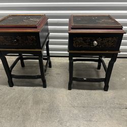 Vintage Style Asian-Inspired Nightstands / Side Tables (Set of 2)