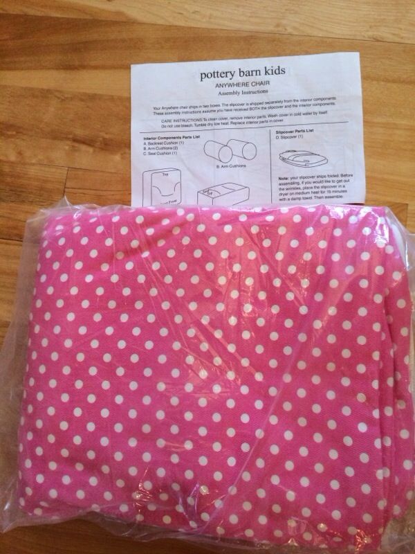 Pottery Barn Kids Pink White Polka Dot Anywhere Chair Cover For