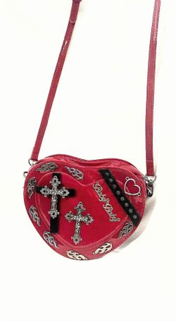 Red Gothic/Punk Style Charm Embellished  Heart Shaped Purse