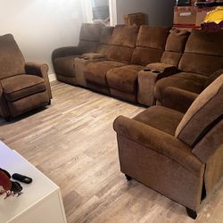 Theater Reclining Set / Sofa + 2 Chairs