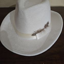 Unisex white Fedora, new, kind of a felt type fabric, $4.00