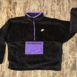 Nike Club Fleece Anorak 1/2 Zip Pullover Jacket DQ4880-010 Black Purple Men's Size  L & S