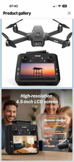 K600GPS Brushless Drones with EIS Camera for Adults Beginners Kids, Drone with 4.5'' Screen on Controller, FPV Drone with Auto Return Follow Me Mode, 
