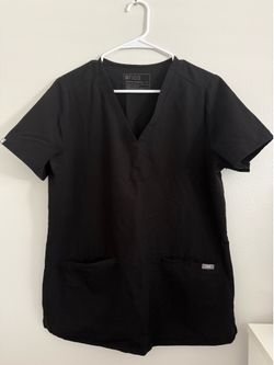 FIGS Black Hard Work Scrub Top ( M) Womens Used Medical Nursing