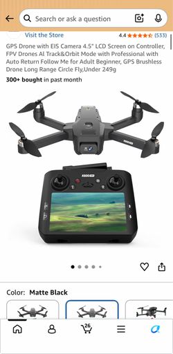 GPS Drone with EIS Camera & 4.5" LCD Screen Controller (Matte Black)