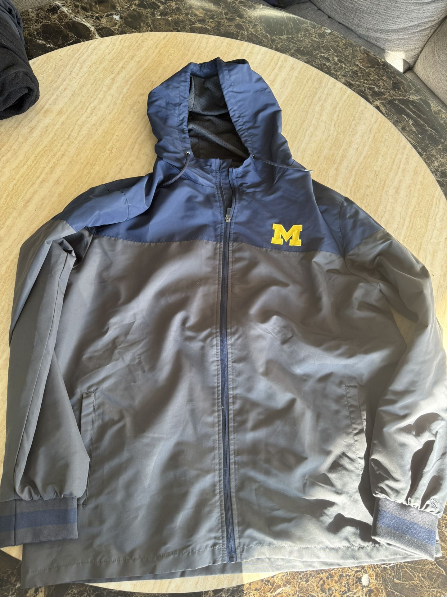 University of Michigan Hooded Windbreaker Jacket XXL – Navy/Gray