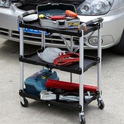 Olympia Tools Pack N Roll Collapsible Service Cart, trolley, push cart, dollyc, XL, 300LB Capacity, Black