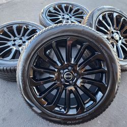 20" Range Rover New Gloss Black OEM Wheels And Tires 
