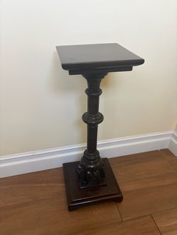 Vintage Dark Wood Pedestal Plant Stand