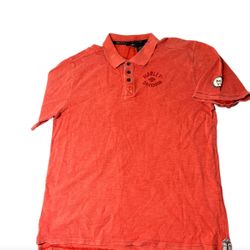 Harley Davidson Polo Shirt Men's Size XL Orange Cotton Logo Short Sleeve