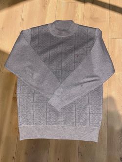 Vintage Grey Patterned Mock Neck Sweater