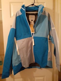 New Adidas Terrex CT, My Shelter Rain Ready, Color Block, Mens Jacket Blue Size XL, Boost, Dunk