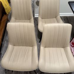 Modern Fabric Dining Chairs (4) — Super Comfortable + Stylish