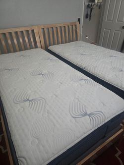 Krol King Mattress Set with Wooden Bed Frame ($200 per bed OBO)