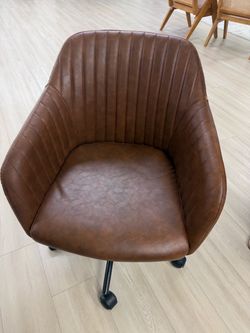 Brown Faux Leather Rolling Office Chair