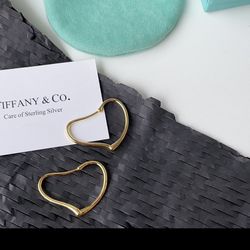 Open Heart hoop earrings Gold Tone 