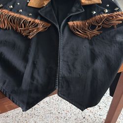 Western Vintage Fringe Cropped Jacket Cotton