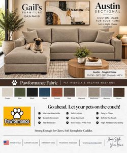 Pet Friendly !!! 2 Pc Sofa and Chaise Custom sectional. Multiple color options!!