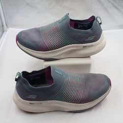 Skechers Go Walk Max Walker Sally Size 11 Women Slip On Sneaker Charcoal Pink Te
