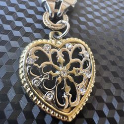 Solid Two Tone Heart Necklace