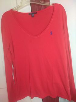 RALPH LAUREN SPORT Long Sleeve V-Neck Top Size XL