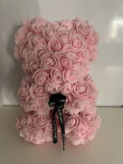 Valentines Pink Flower Rose Bear Gift
