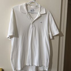 White Lacoste Vintage Washed Shirt For Men Size 6 Or Large 
