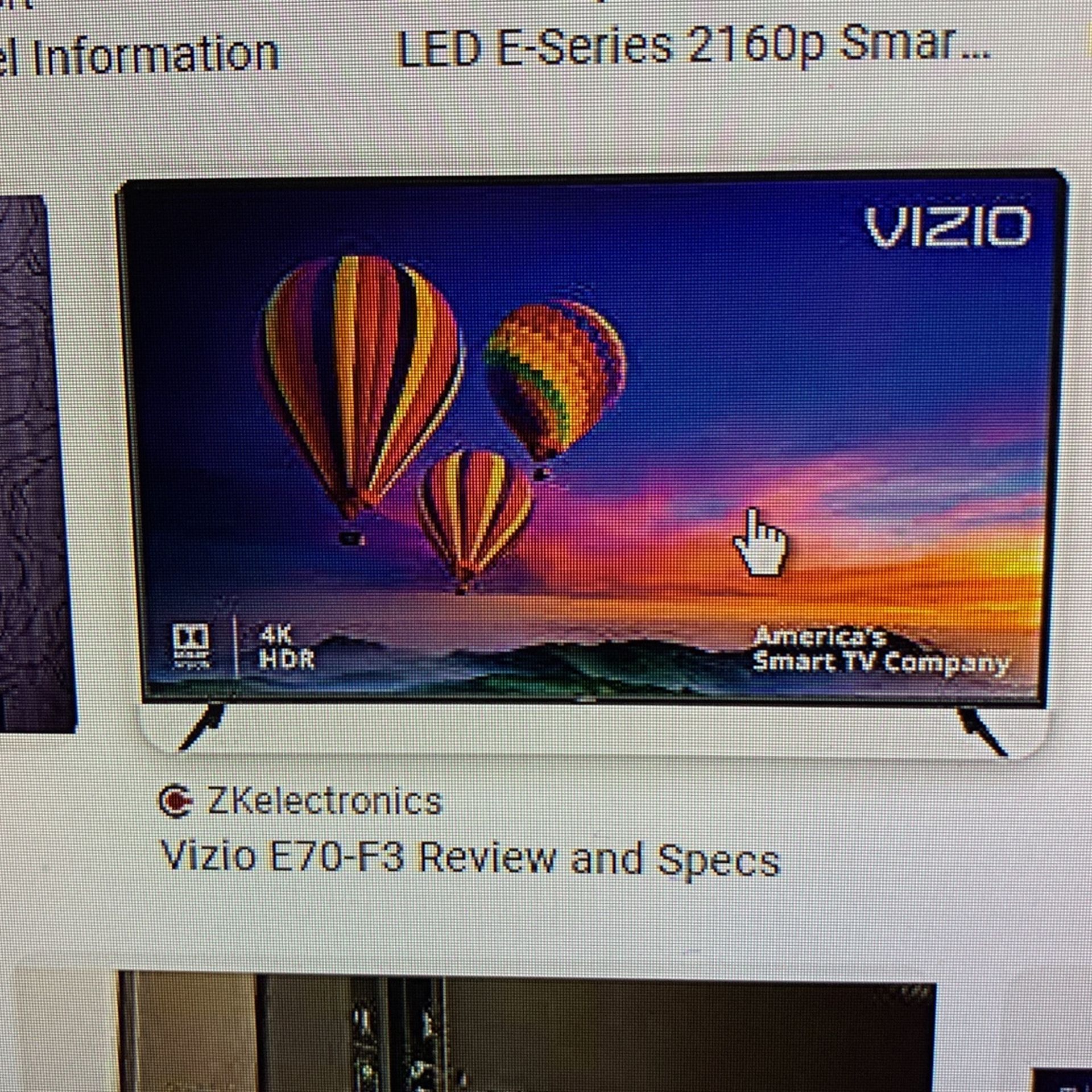 Vizio 70” E70-F3. 70 Inch Smart TV With Stand And Remote. &399.99