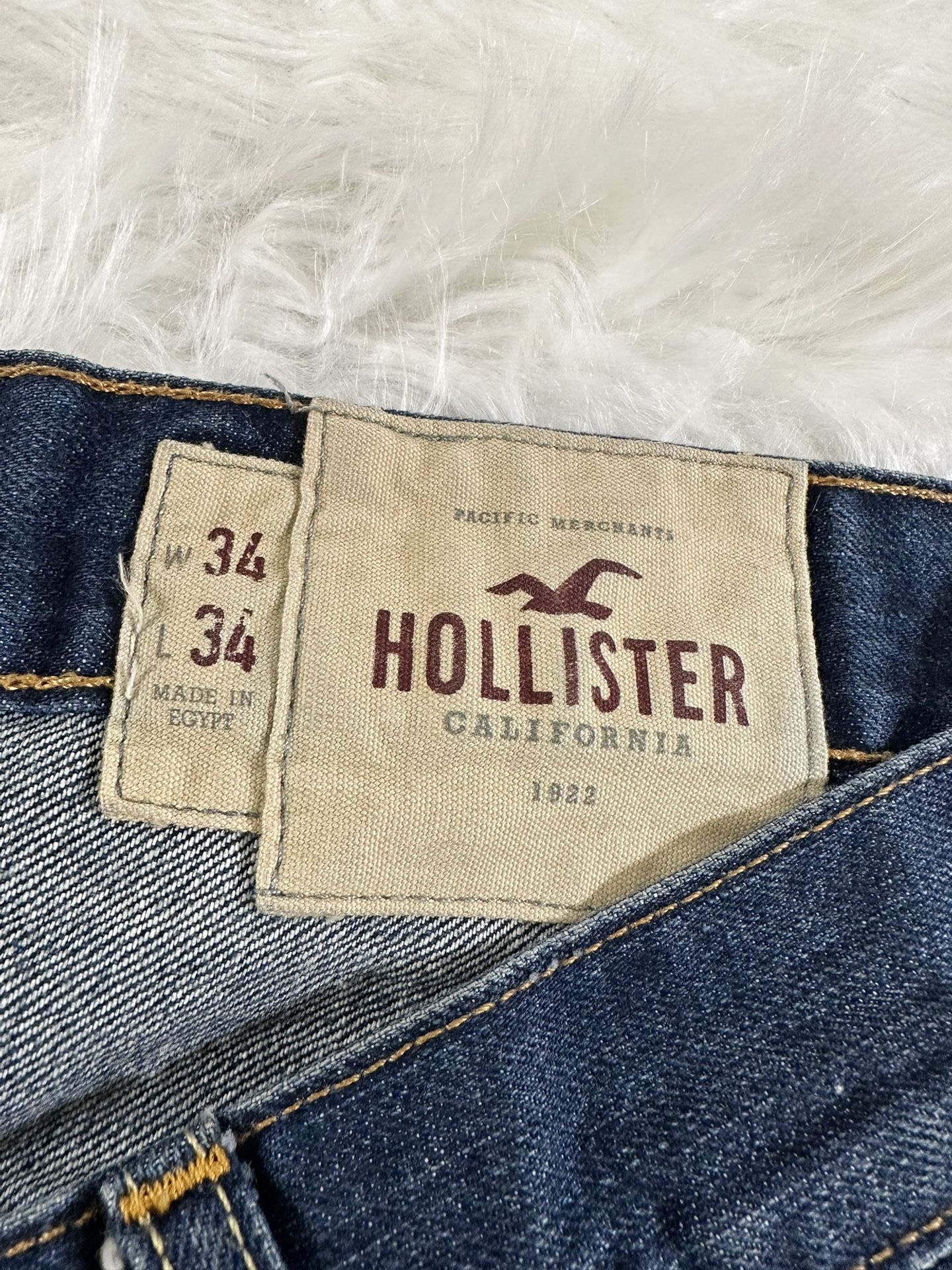 Hollister Co BalBoa Classic Straight 34x34 Blue Jeans Distressed
