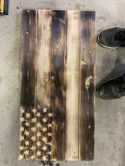 Beautiful custom wood burned American Flag