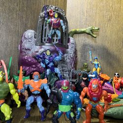 Original 80’s Mattel Masters Of The Universe He-Man Skeletor & Bad Guys (The Evil Warriors) (16 figures, 3 vehicles/Animals & 1/2 Snake Mountain)
