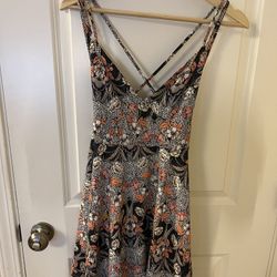 Lulu’s Charming Day Black Floral Print Dress Size XS 