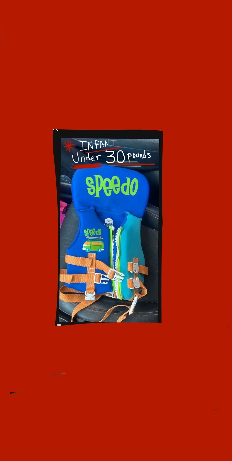 Speedo Brand Life Jacket/Life Best For Infant Size Under 30 Pounds Pick Up Downtown La Little Tokyo Area 12$ FIRM