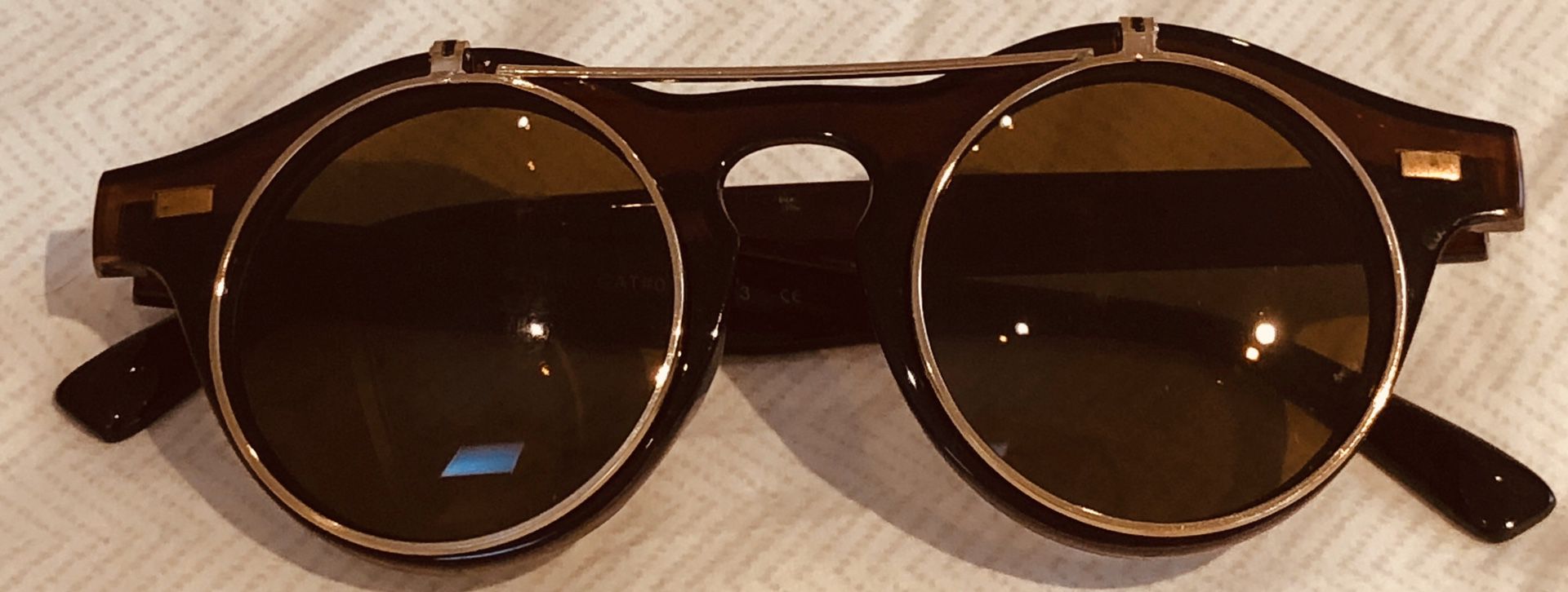 Women’s Flip Up Brown Gold Sunglasses