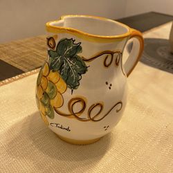 Vintage Italian Ceramic Pitcher Tadinate Hand Painted