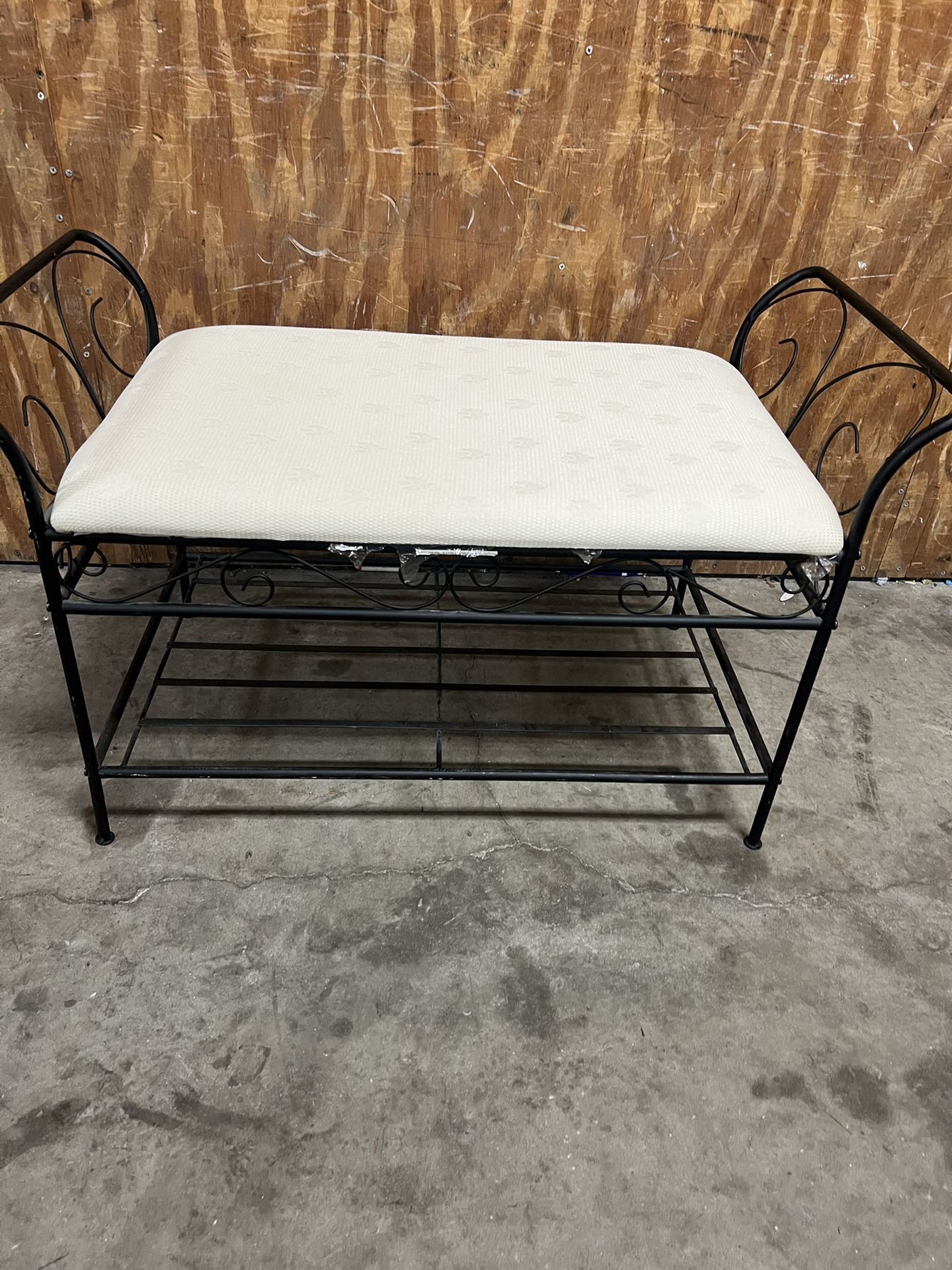 Corner metal sit down shoe bench/rack great shape pick up below. 31705 SR-54 Wesley Chapel, FL 33545 Metro Self Storage