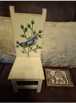 Wooden Doll Chair / Decorative Chair & Jewelry Box: 2 for 1 price