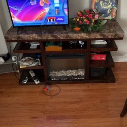 Kraleene 60” Tv Stand With Fireplace And Remote 