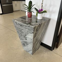 Modern Geometric Granite Pedestal / Accent Table
